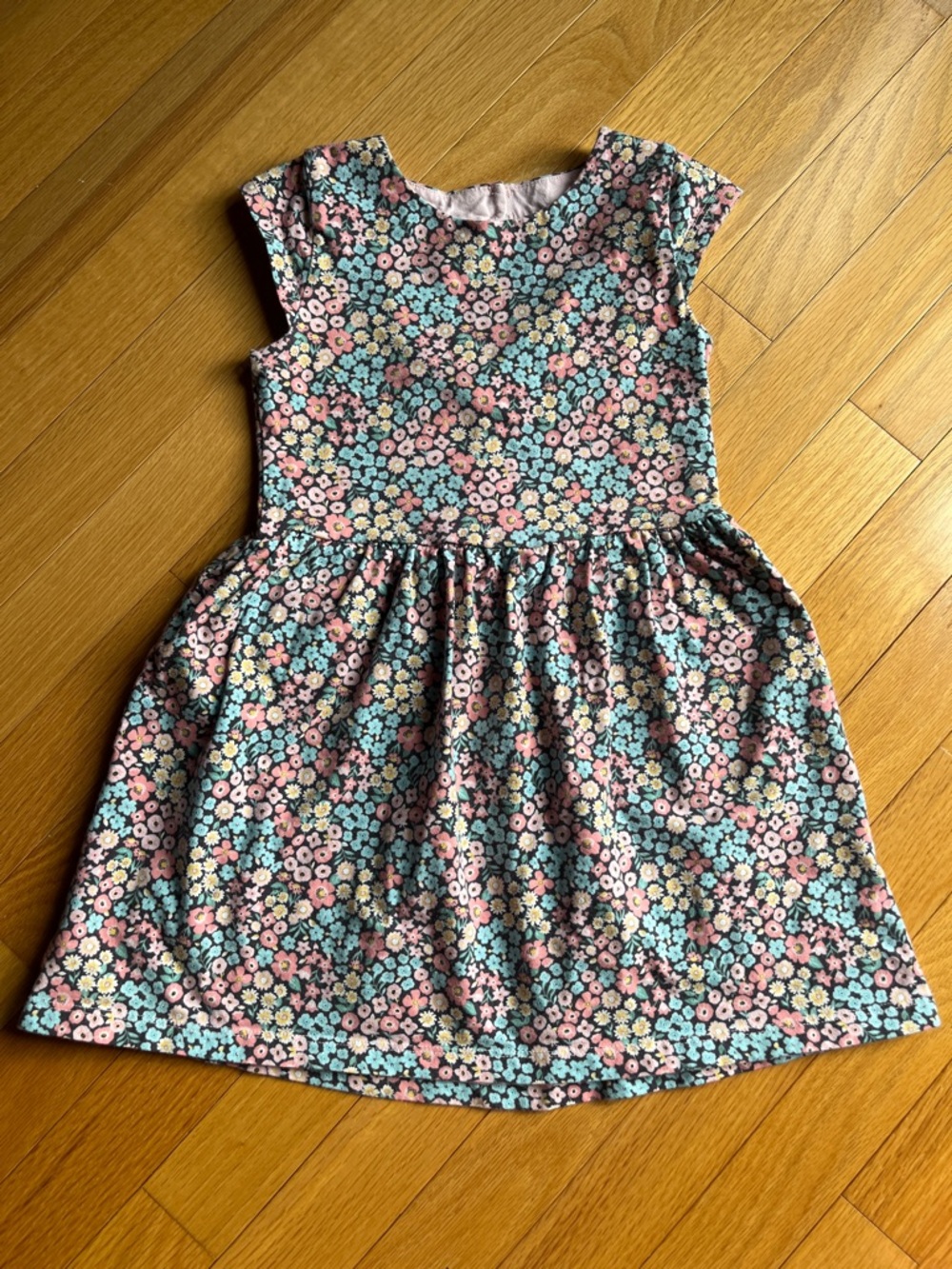 🍀6/$20 Carter's Floral Cap-Sleeve Dress in Pink, Blue & Cream